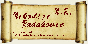 Nikodije Radaković vizit kartica